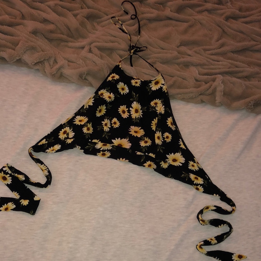 Halter backless sunflower crop top